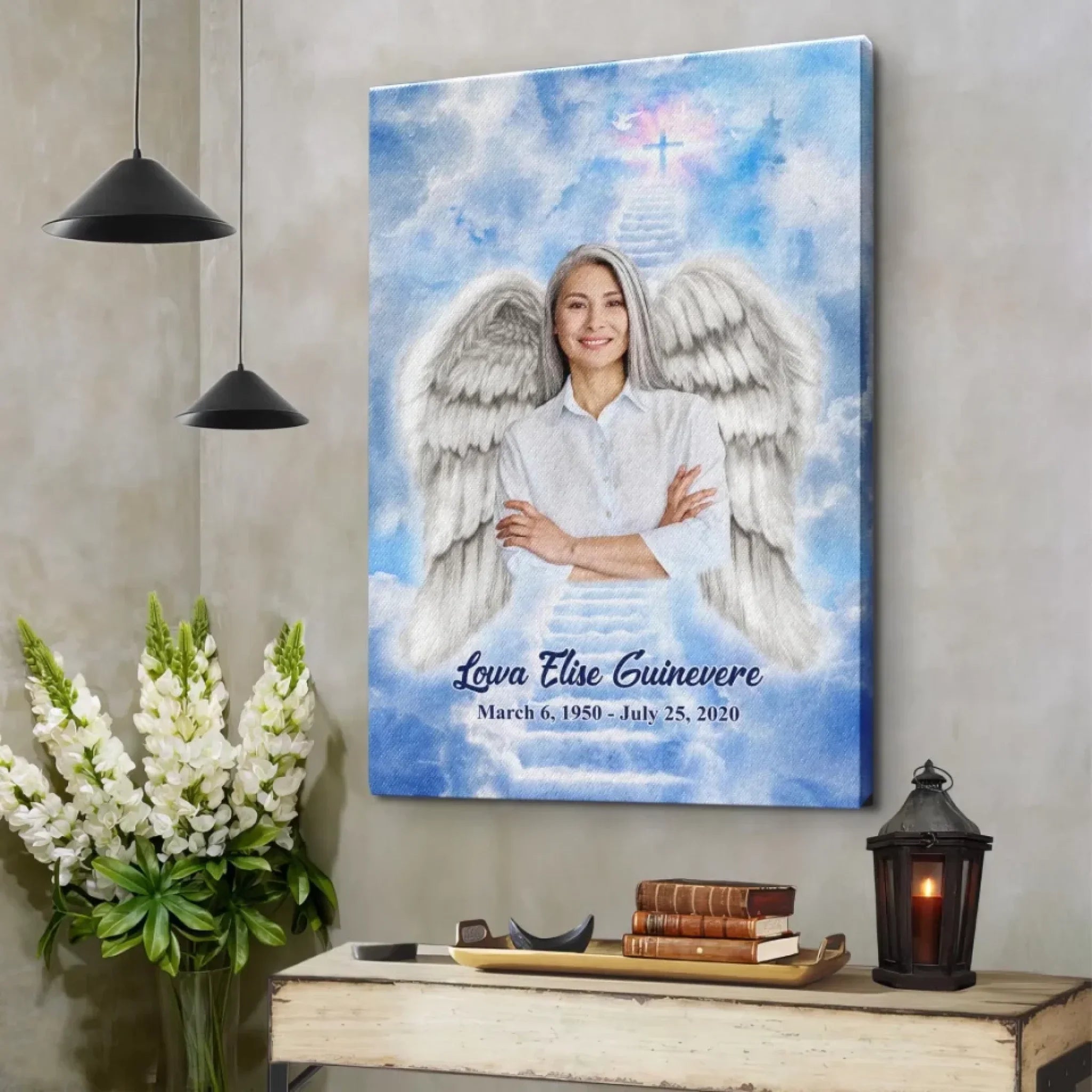 Personalized Canvas Prints, Custom Photo, Memorable Gift, Add Angel Wings and Halo to Photo, Add Deceased Loved One with Angel Wings Dem Canvas