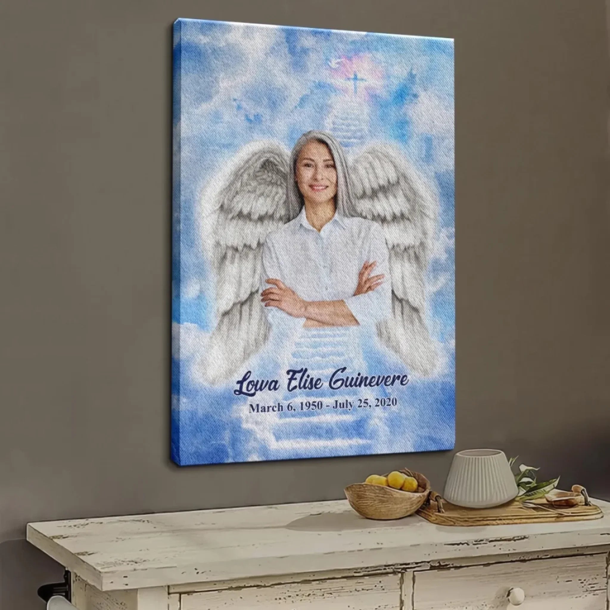 Personalized Canvas Prints, Custom Photo, Memorable Gift, Add Angel Wings and Halo to Photo, Add Deceased Loved One with Angel Wings Dem Canvas