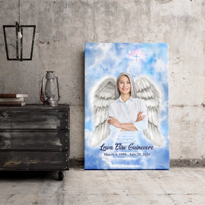 Personalized Canvas Prints, Custom Photo, Memorable Gift, Add Angel Wings and Halo to Photo, Add Deceased Loved One with Angel Wings Dem Canvas