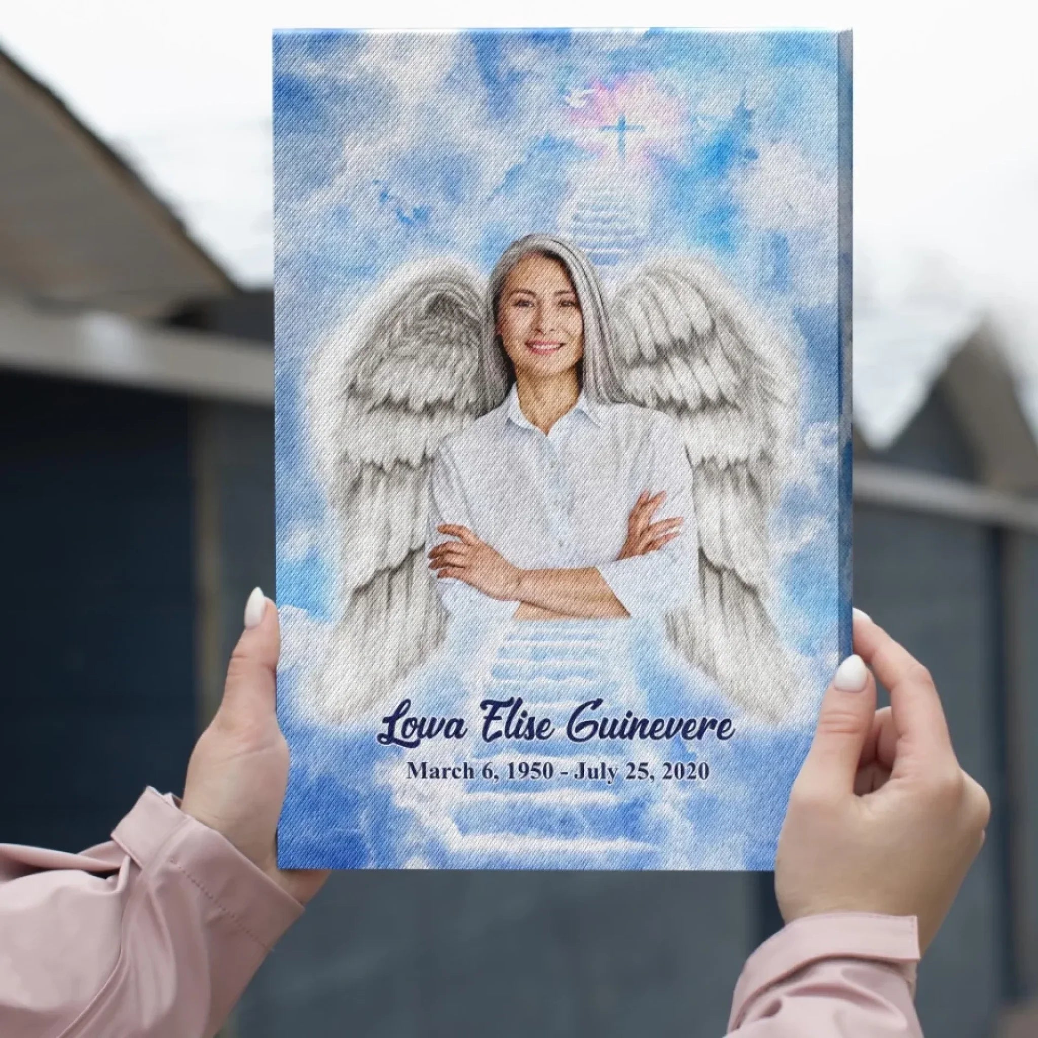 Personalized Canvas Prints, Custom Photo, Memorable Gift, Add Angel Wings and Halo to Photo, Add Deceased Loved One with Angel Wings Dem Canvas
