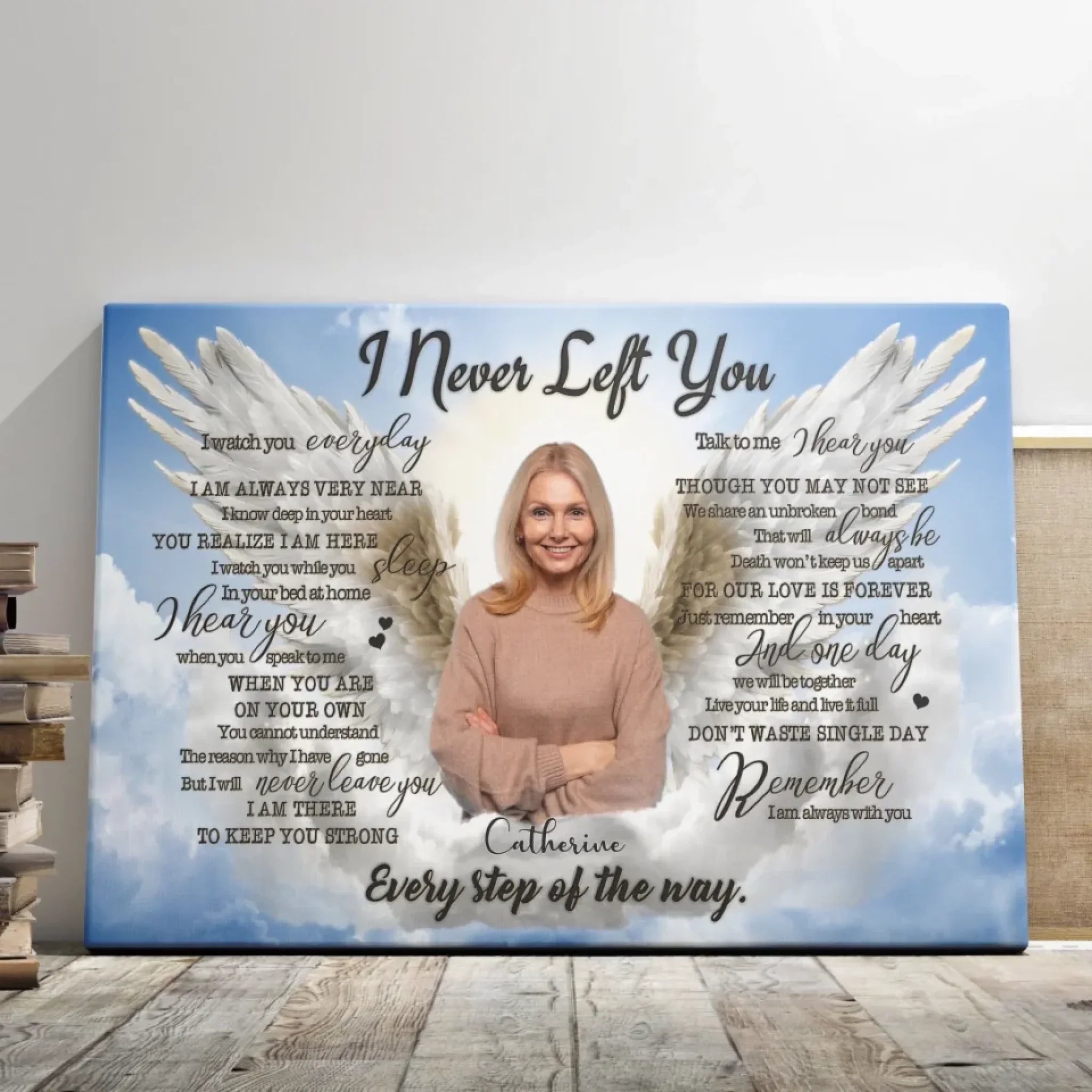 Personalized Canvas Prints, Custom Photo And Name, Memorial Gift, Sympathy Gifts, Angel Portrait Blue Sky Dem Canvas