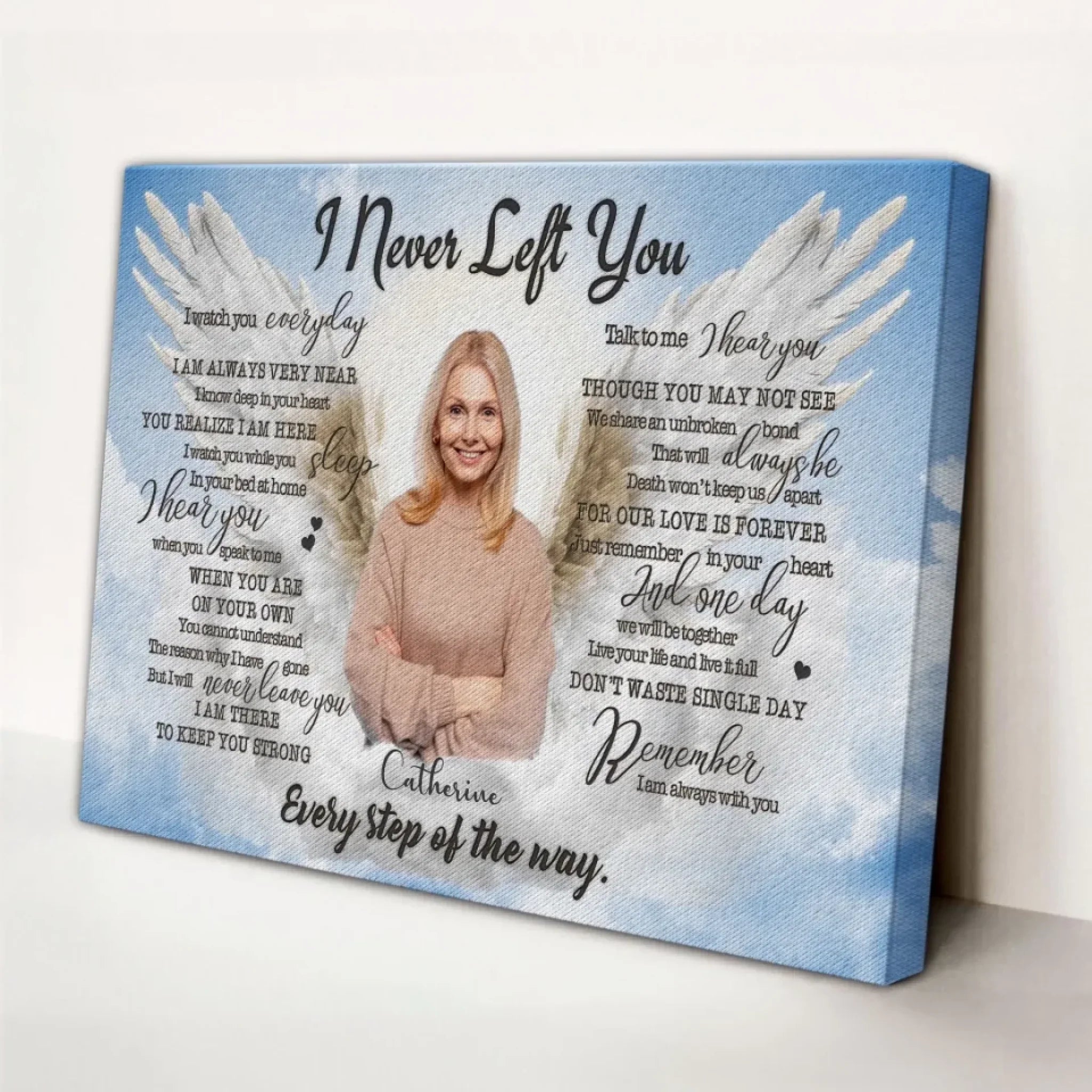 Personalized Canvas Prints, Custom Photo And Name, Memorial Gift, Sympathy Gifts, Angel Portrait Blue Sky Dem Canvas