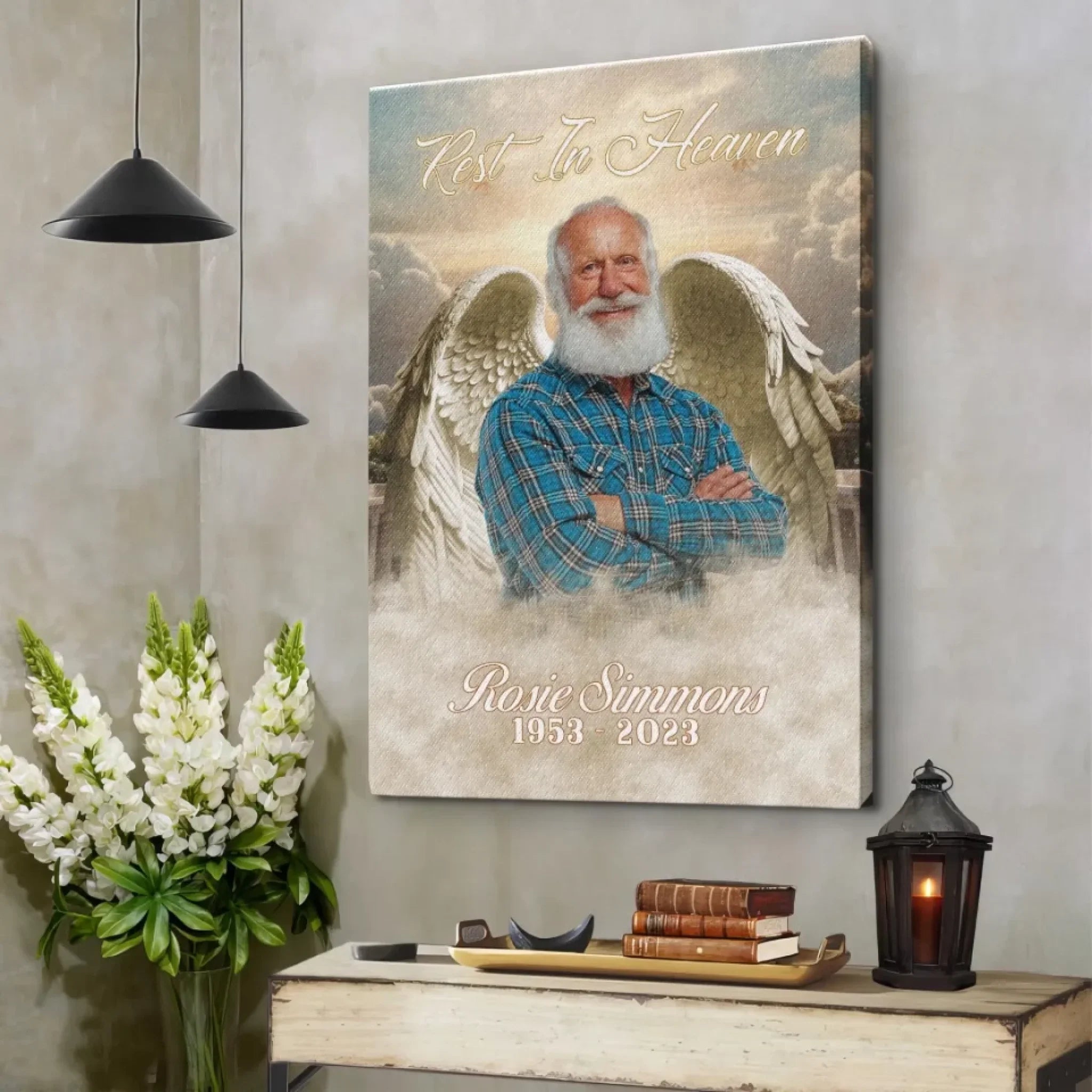 Personalized Canvas Prints, Custom Photo, Memorable Gift, Add Angel Wings to Lost Loved One, Add Deceased Loved One with Angel Wings Dem Canvas