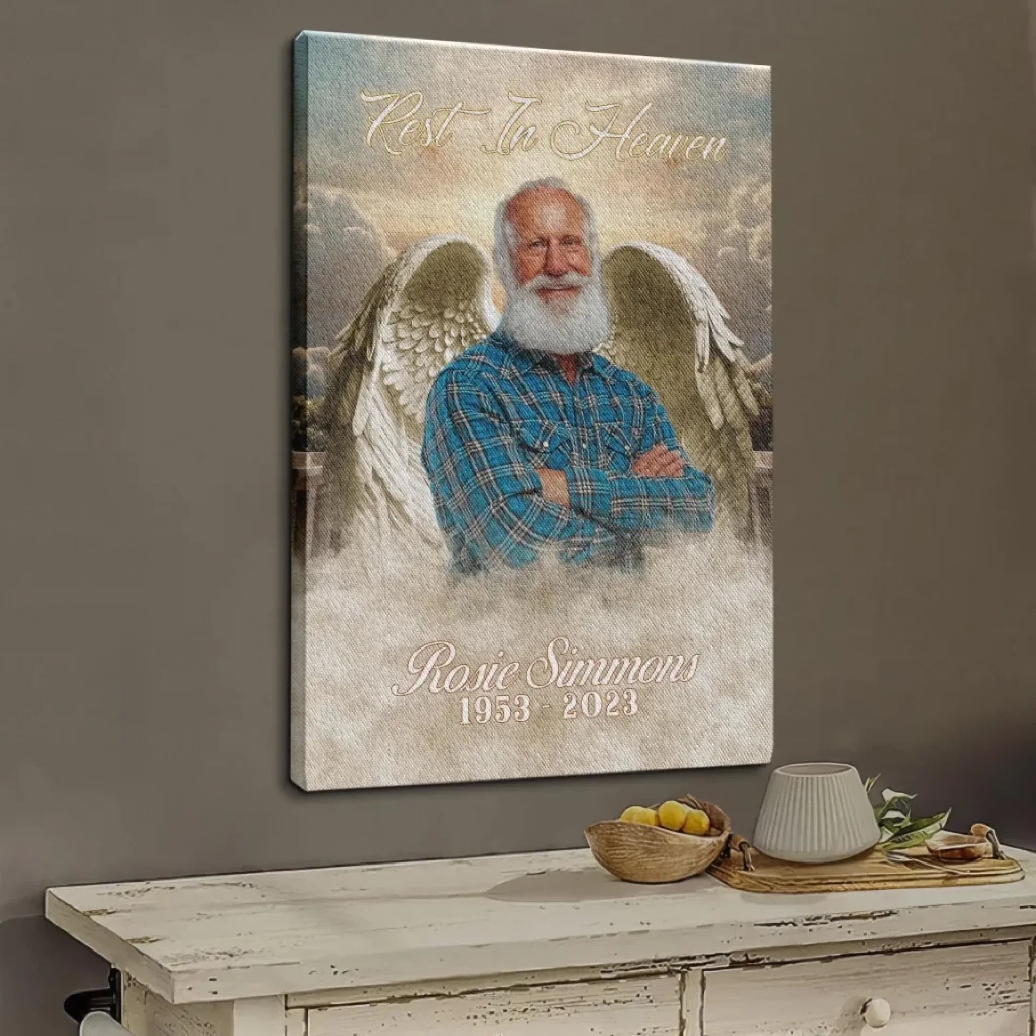 Personalized Canvas Prints, Custom Photo, Memorable Gift, Add Angel Wings to Lost Loved One, Add Deceased Loved One with Angel Wings Dem Canvas
