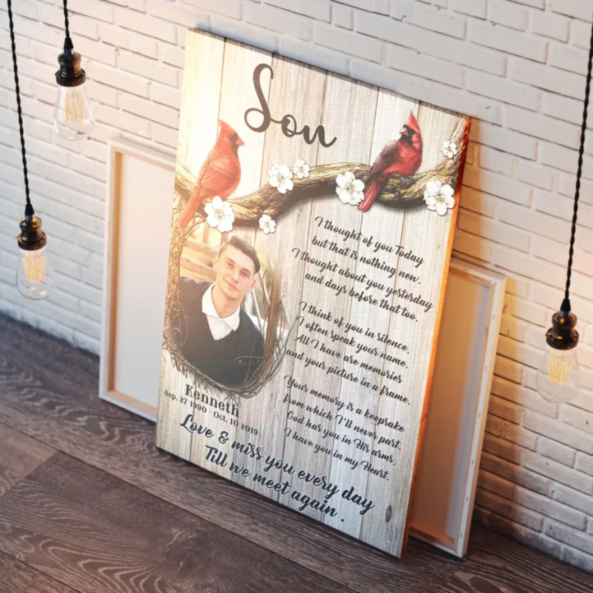 Personalized Photo Canvas Prints, Memorial Gifts, Loss Of Son, Sympathy Son, Love And Miss You Every Day Dem Canvas