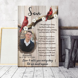 Personalized Photo Canvas Prints, Memorial Gifts, Loss Of Son, Sympathy Son, Love And Miss You Every Day Dem Canvas