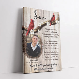 Personalized Photo Canvas Prints, Memorial Gifts, Loss Of Son, Sympathy Son, Love And Miss You Every Day Dem Canvas