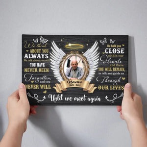Personalized Canvas Prints, Custom Photo, Sympathy Gifts, Memorial Gifts, Angel Wings Until We Meet Again Dem Canvas