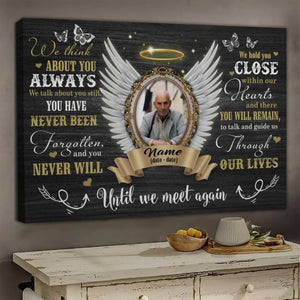 Personalized Canvas Prints, Custom Photo, Sympathy Gifts, Memorial Gifts, Angel Wings Until We Meet Again Dem Canvas