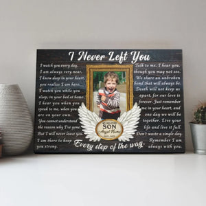 Personalized Canvas Prints, Custom Photo, Memorial Gifts, Sympathy Gifts, Remembrance Gifts, Loss Of Son, Angel Wings I Never Left You Dem Canvas