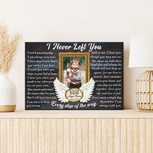 Personalized Canvas Prints, Custom Photo, Memorial Gifts, Sympathy Gifts, Remembrance Gifts, Loss Of Son, Angel Wings I Never Left You Dem Canvas