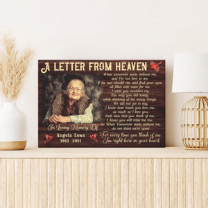 Personalized Canvas Prints, Custom Photo, Memorial Gifts, Remembrance Gifts, Sympathy Gifts, A Letter From Heaven Dem Canvas
