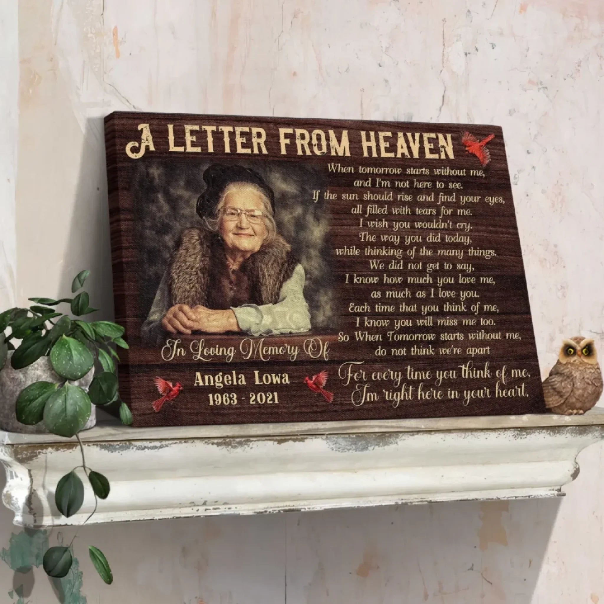 Personalized Canvas Prints, Custom Photo, Memorial Gifts, Remembrance Gifts, Sympathy Gifts, A Letter From Heaven Dem Canvas