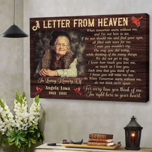Personalized Canvas Prints, Custom Photo, Memorial Gifts, Remembrance Gifts, Sympathy Gifts, A Letter From Heaven Dem Canvas