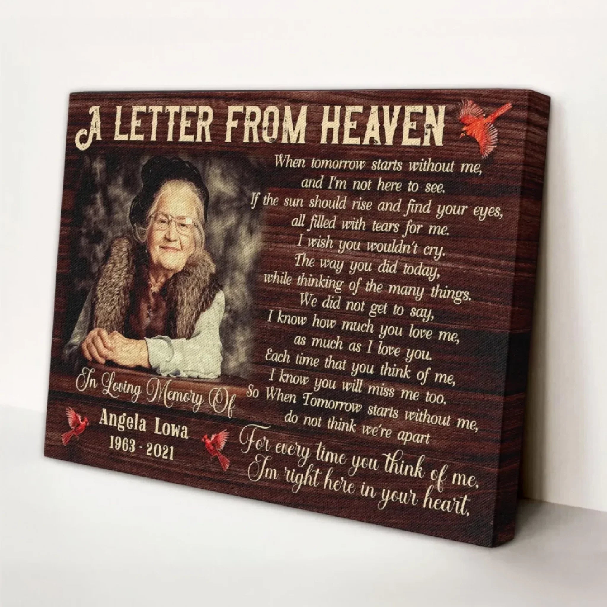 Personalized Canvas Prints, Custom Photo, Memorial Gifts, Remembrance Gifts, Sympathy Gifts, A Letter From Heaven Dem Canvas