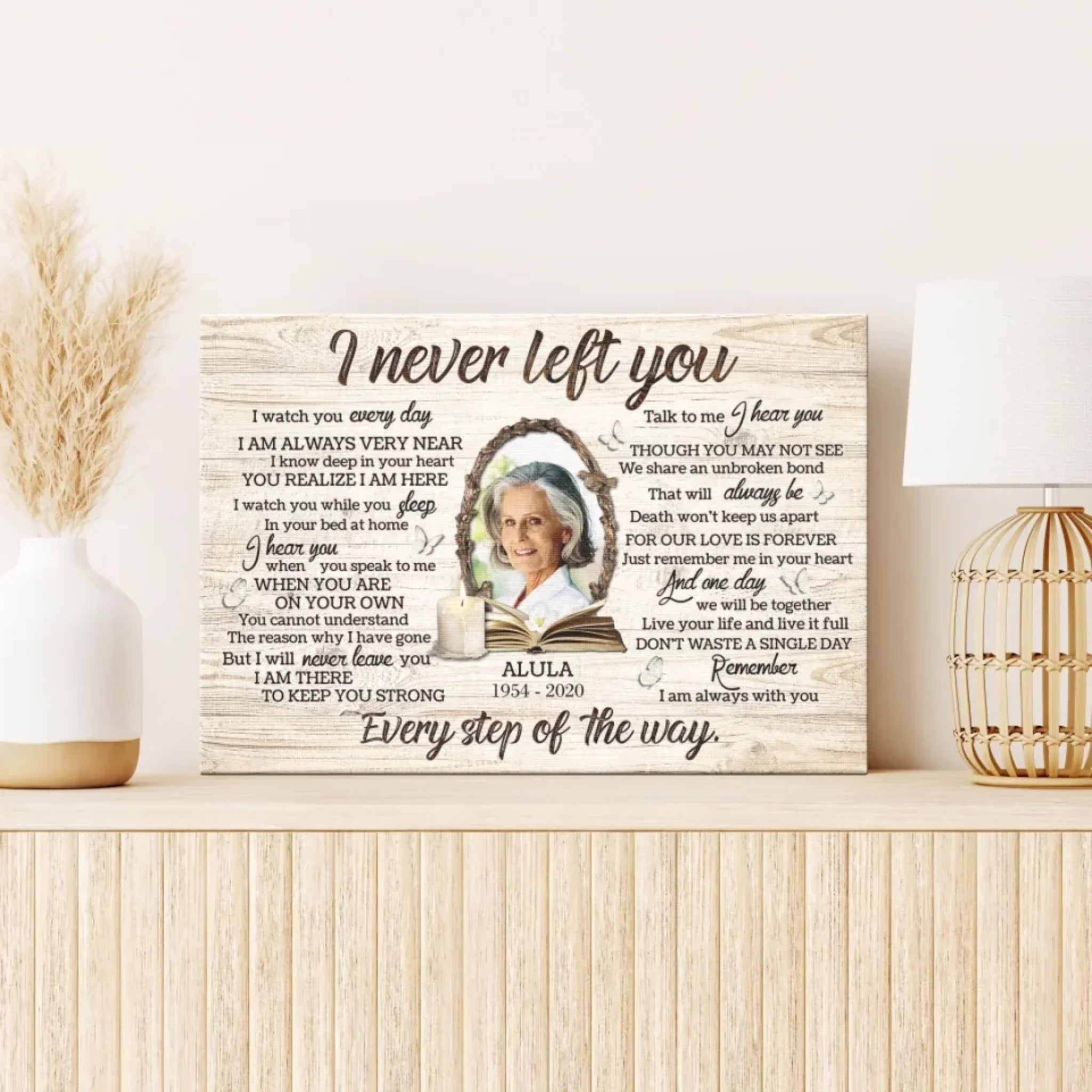 Personalized Canvas Prints, Custom Photo, Memorial Gifts, Sympathy Gifts, Candle Memorial I Never Left You Love Dem Canvas