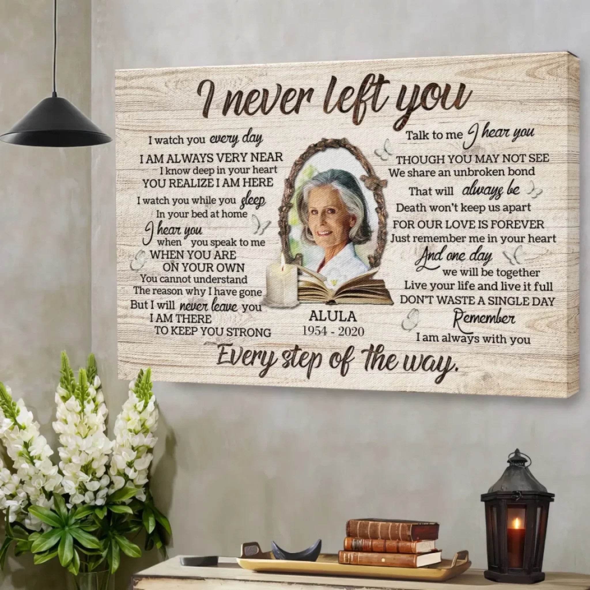 Personalized Canvas Prints, Custom Photo, Memorial Gifts, Sympathy Gifts, Candle Memorial I Never Left You Love Dem Canvas