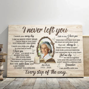 Personalized Canvas Prints, Custom Photo, Memorial Gifts, Sympathy Gifts, Candle Memorial I Never Left You Love Dem Canvas