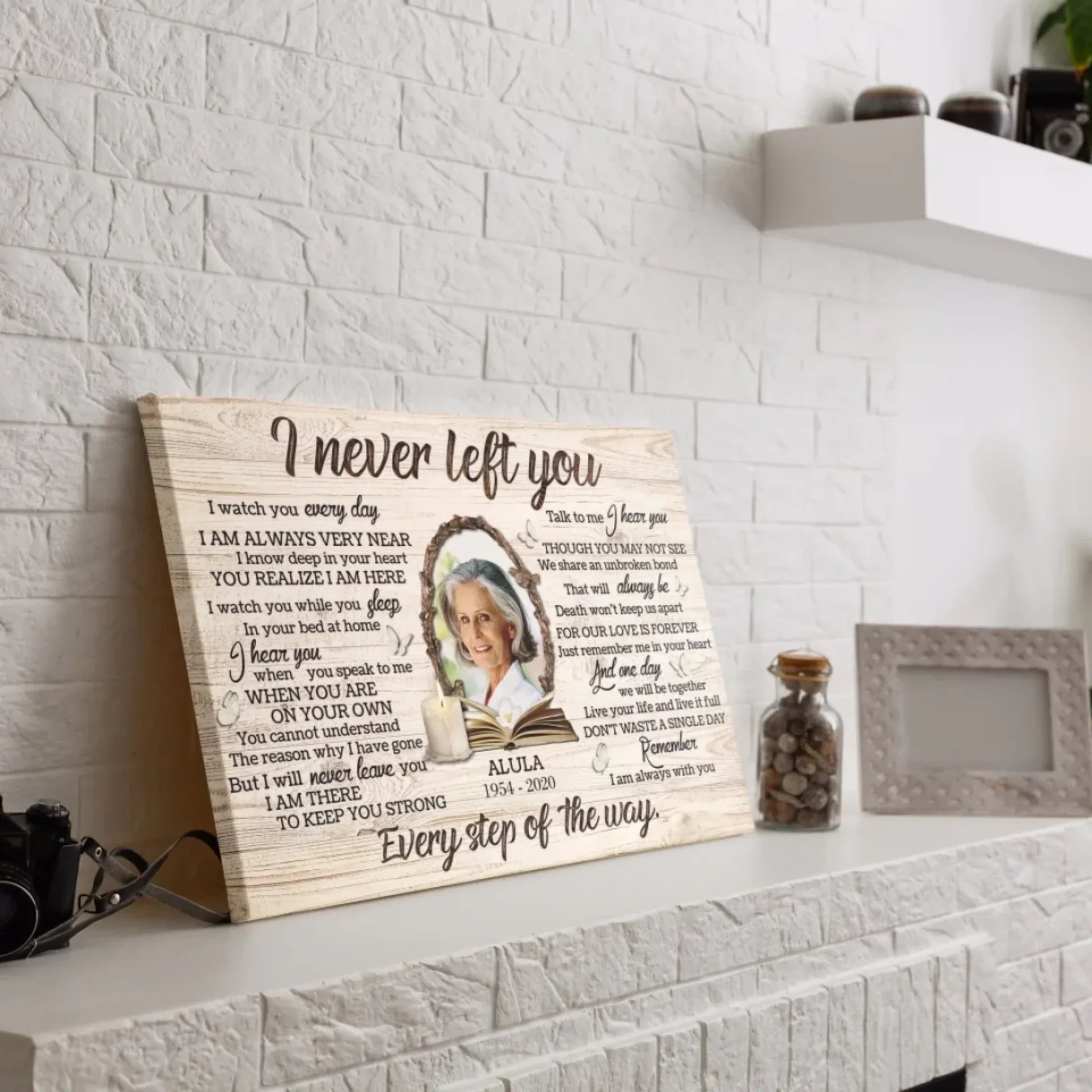 Personalized Canvas Prints, Custom Photo, Memorial Gifts, Sympathy Gifts, Candle Memorial I Never Left You Love Dem Canvas