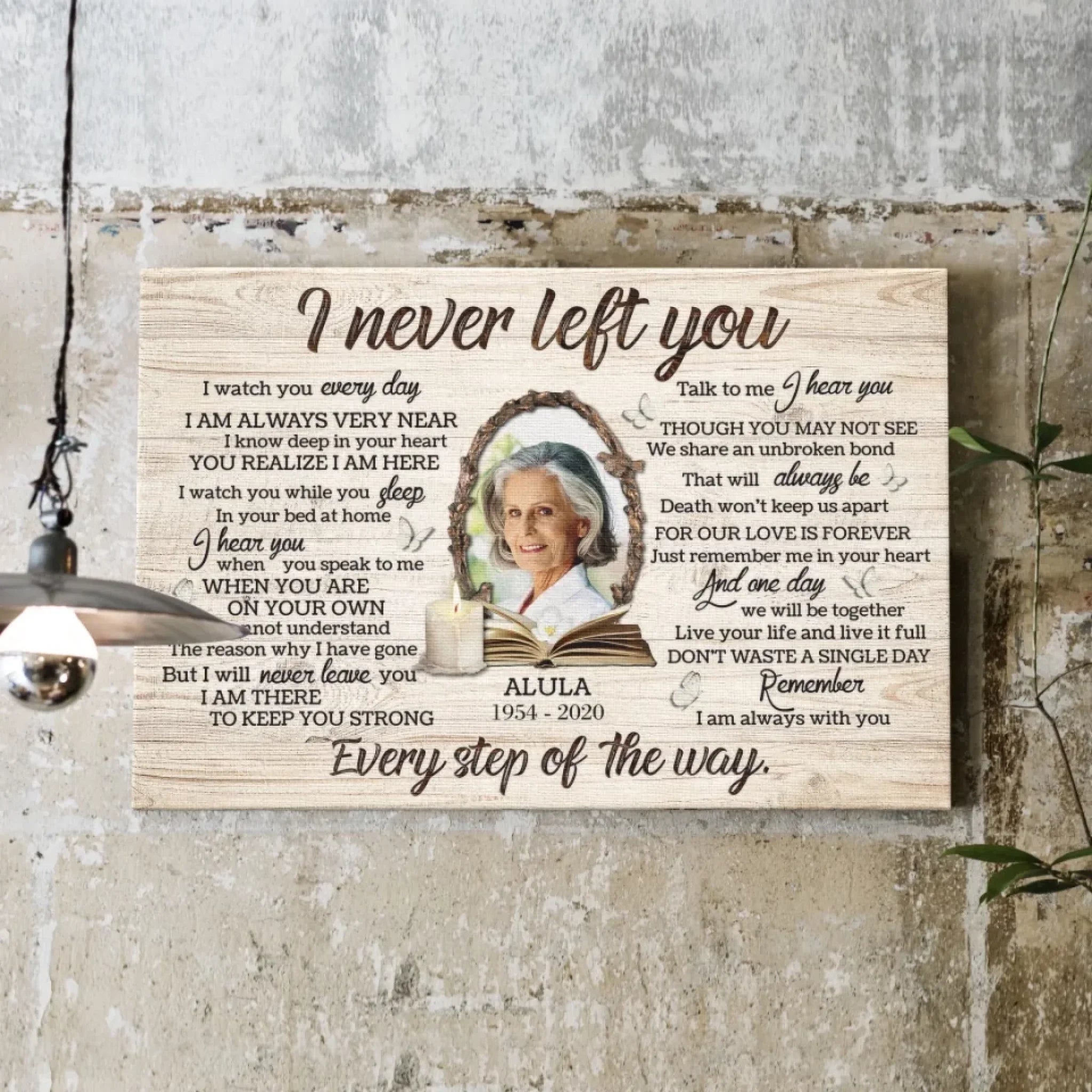 Personalized Canvas Prints, Custom Photo, Memorial Gifts, Sympathy Gifts, Candle Memorial I Never Left You Love Dem Canvas