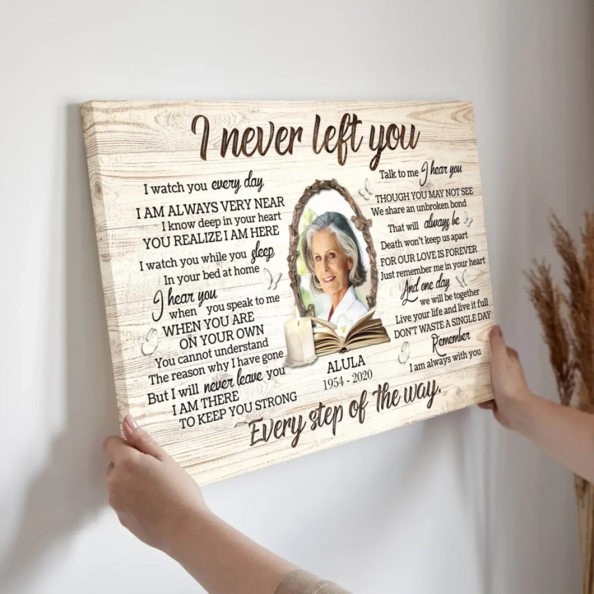 Personalized Canvas Prints, Custom Photo, Memorial Gifts, Sympathy Gifts, Candle Memorial I Never Left You Love Dem Canvas