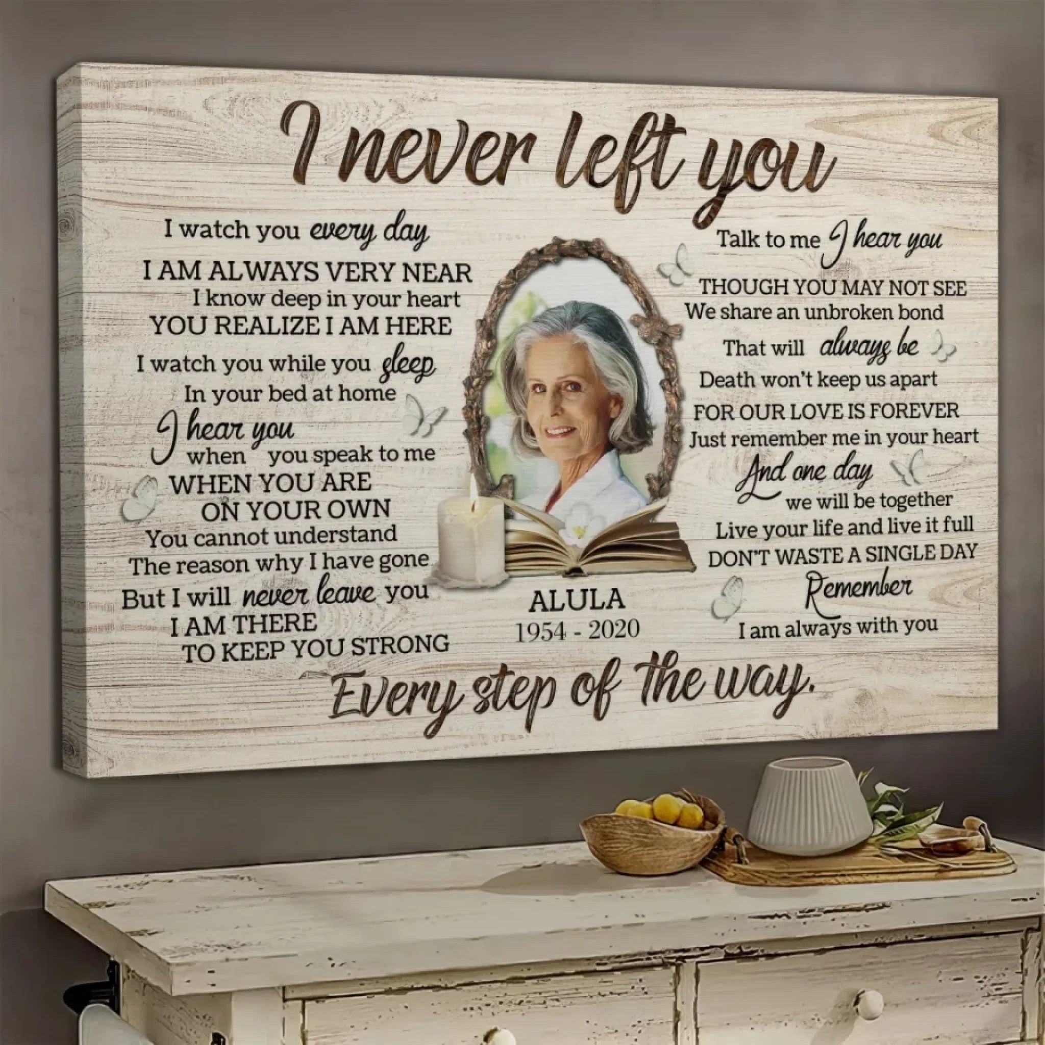 Personalized Canvas Prints, Custom Photo, Memorial Gifts, Sympathy Gifts, Candle Memorial I Never Left You Love Dem Canvas