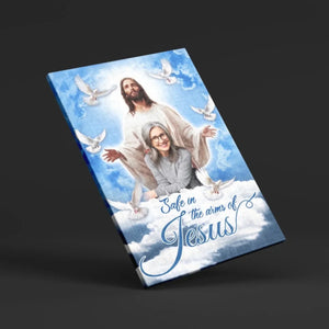 Personalized Canvas Prints, Custom Photo, Sympathy Gifts, Memorial Gifts, Loss Parents, Blue Sky With Pigeon Safe In The Arms Of Jesus Dem Canvas