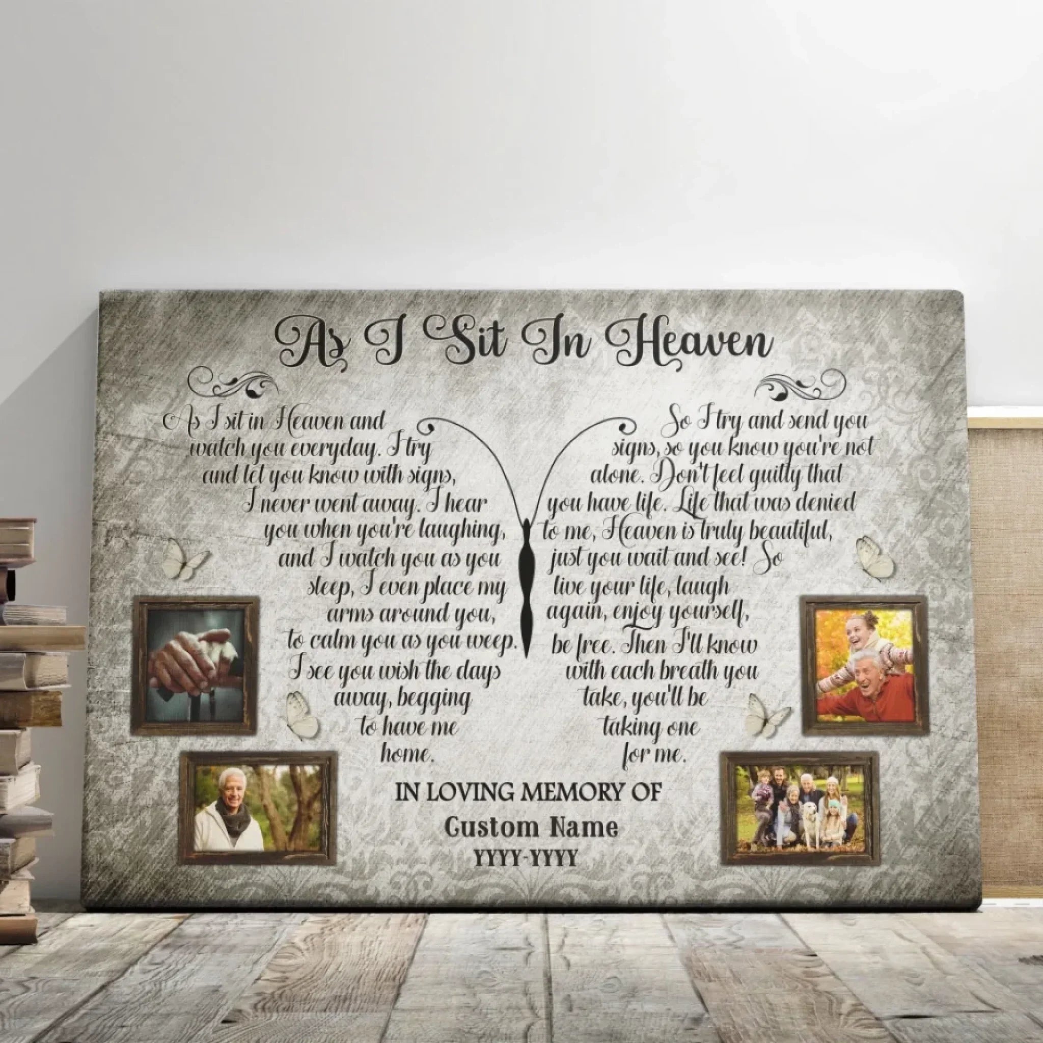 Personalized Canvas Prints, Custom Photo, Memorial Gifts, Bereavement Gifts, Remembrance Gifts, As I Sit In Heaven Dem Canvas