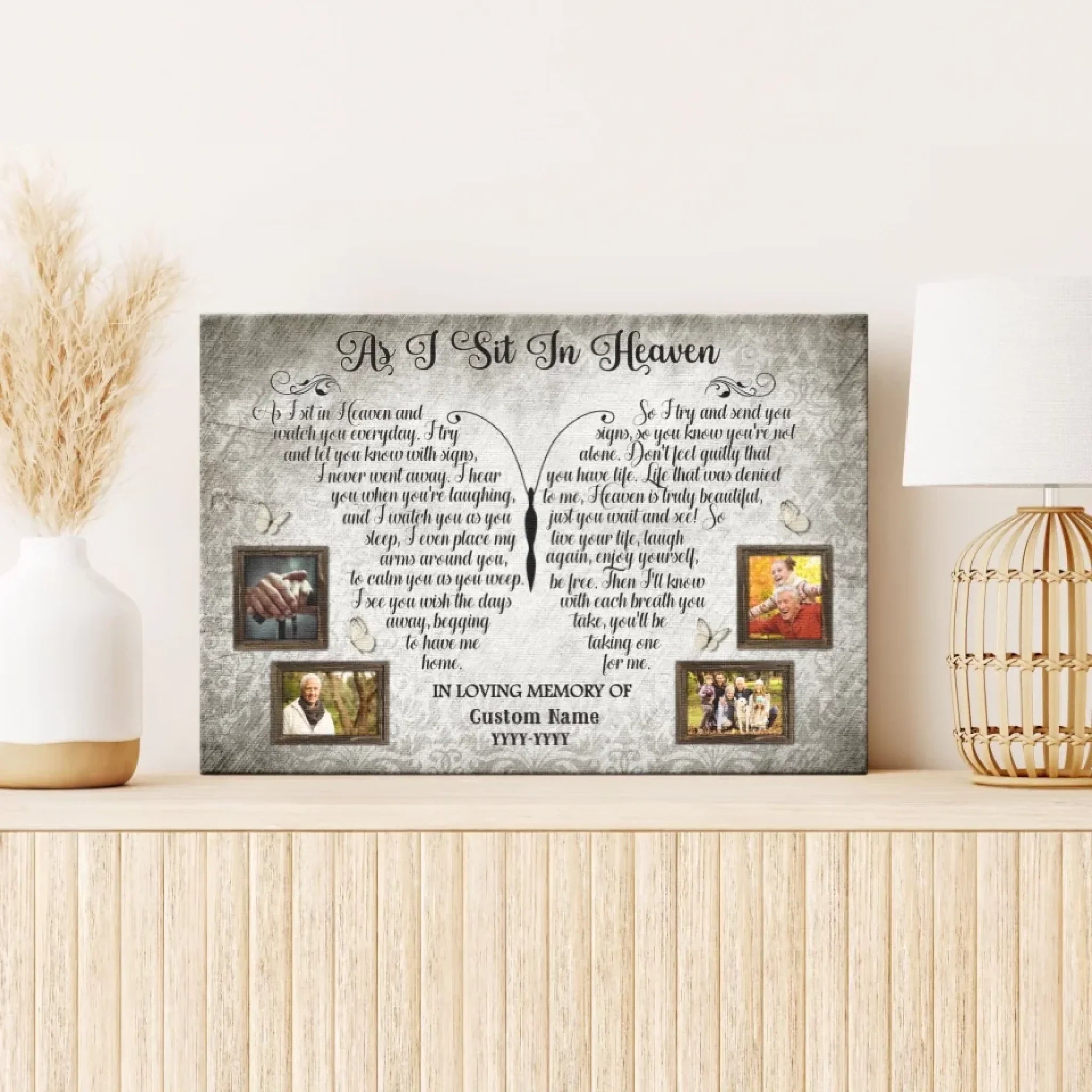 Personalized Canvas Prints, Custom Photo, Memorial Gifts, Bereavement Gifts, Remembrance Gifts, As I Sit In Heaven Dem Canvas