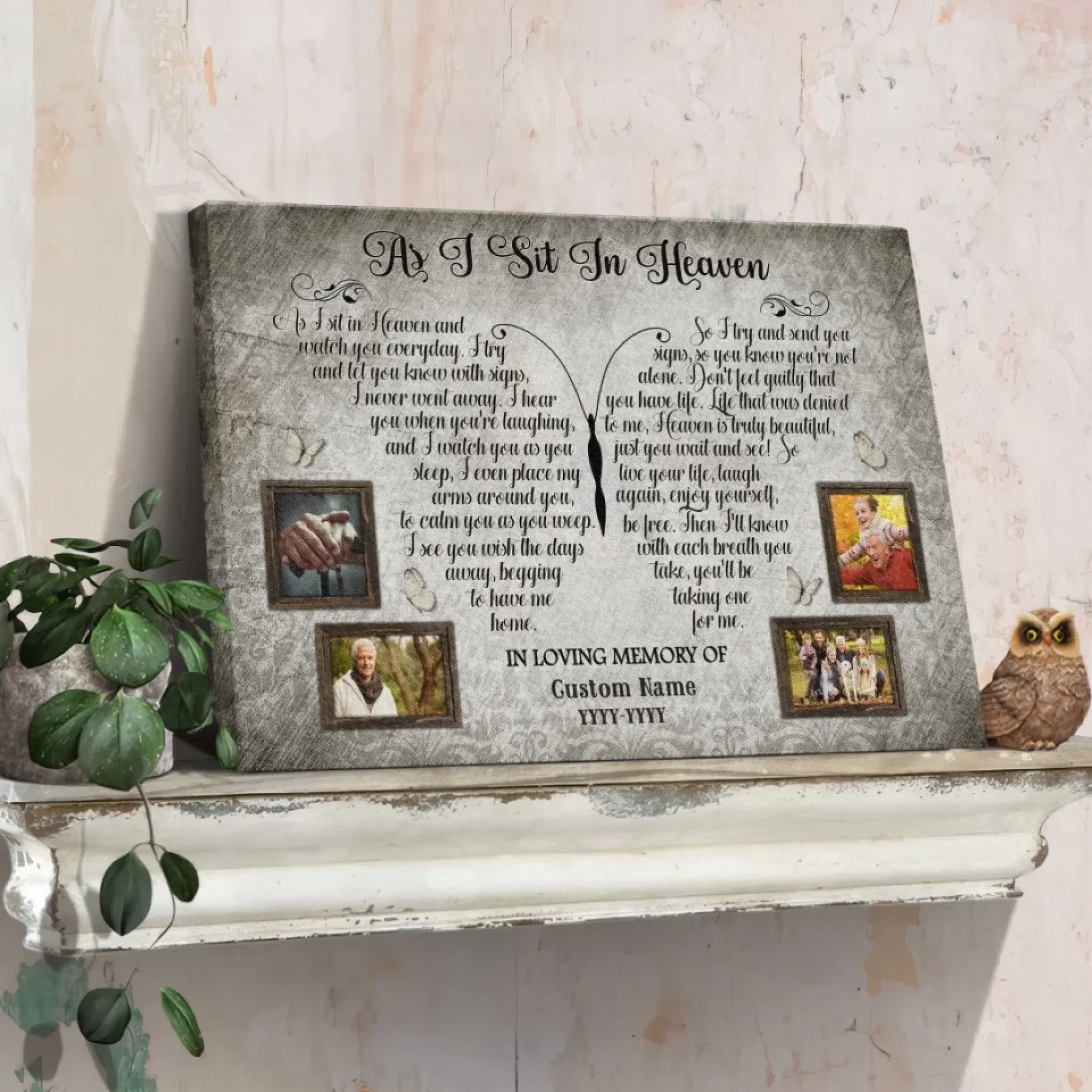 Personalized Canvas Prints, Custom Photo, Memorial Gifts, Bereavement Gifts, Remembrance Gifts, As I Sit In Heaven Dem Canvas