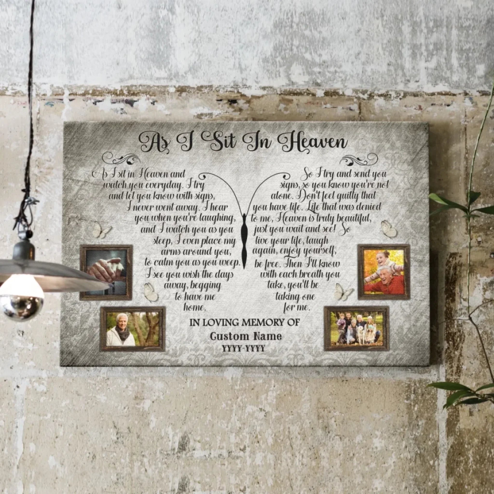 Personalized Canvas Prints, Custom Photo, Memorial Gifts, Bereavement Gifts, Remembrance Gifts, As I Sit In Heaven Dem Canvas