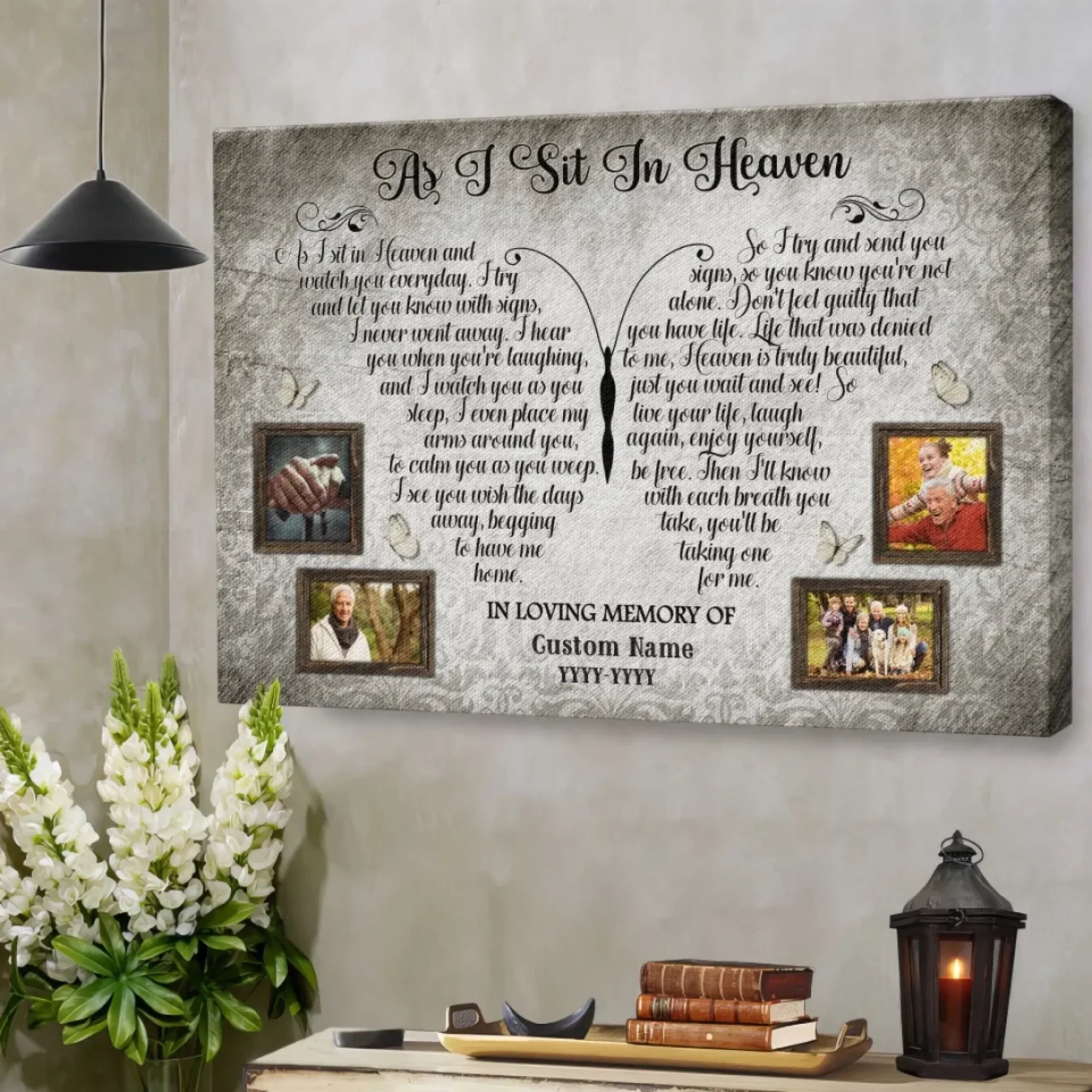 Personalized Canvas Prints, Custom Photo, Memorial Gifts, Bereavement Gifts, Remembrance Gifts, As I Sit In Heaven Dem Canvas