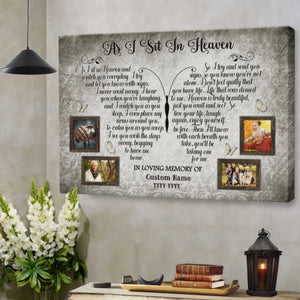 Personalized Canvas Prints, Custom Photo, Memorial Gifts, Bereavement Gifts, Remembrance Gifts, As I Sit In Heaven Dem Canvas