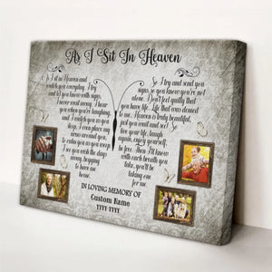 Personalized Canvas Prints, Custom Photo, Memorial Gifts, Bereavement Gifts, Remembrance Gifts, As I Sit In Heaven Dem Canvas
