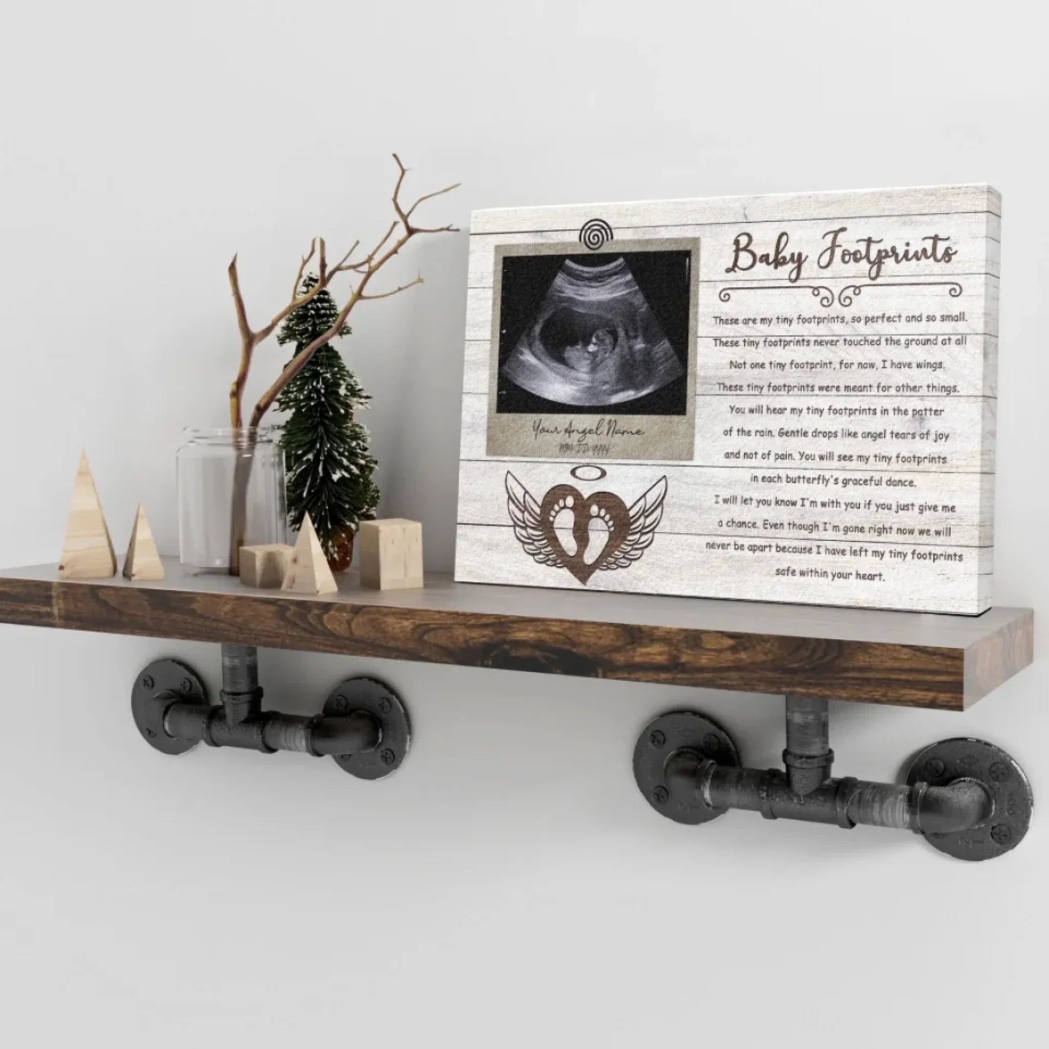 Personalized Canvas Prints, Custom Photo, Sympathy Gifts, Remembrance Gifts For Infant Loss Gift For Pregnancy Loss, Baby Footprints Dem Canvas