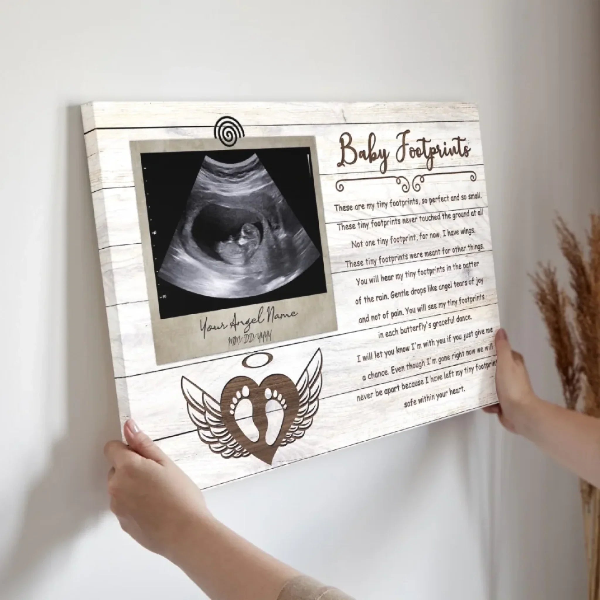 Personalized Canvas Prints, Custom Photo, Sympathy Gifts, Remembrance Gifts For Infant Loss Gift For Pregnancy Loss, Baby Footprints Dem Canvas