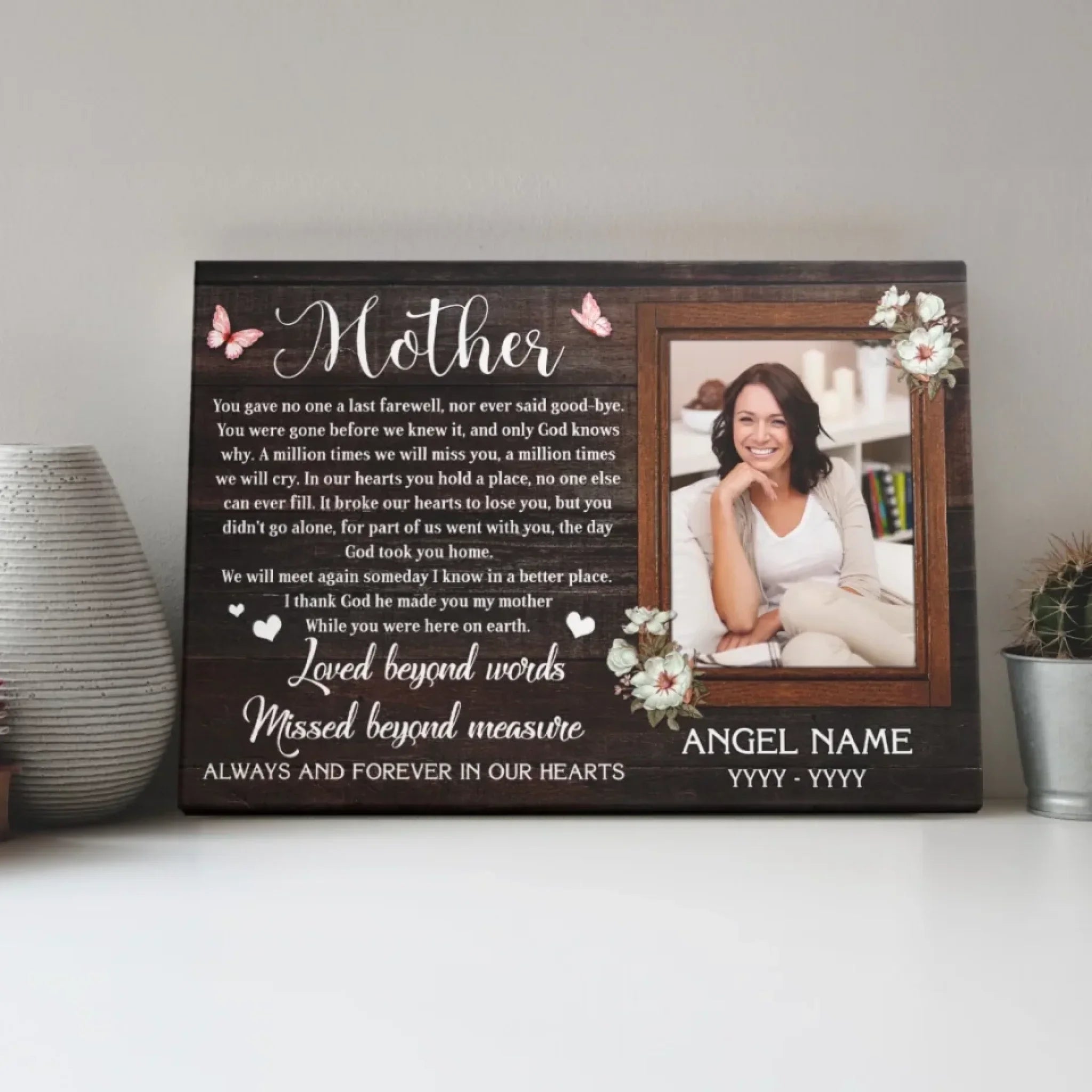 Personalized Canvas Prints, Custom Photo Sympathy Gifts, Bereavement Gifts, Remembrance Gifts, Loss Of Mother, God Took You Home Dem Canvas