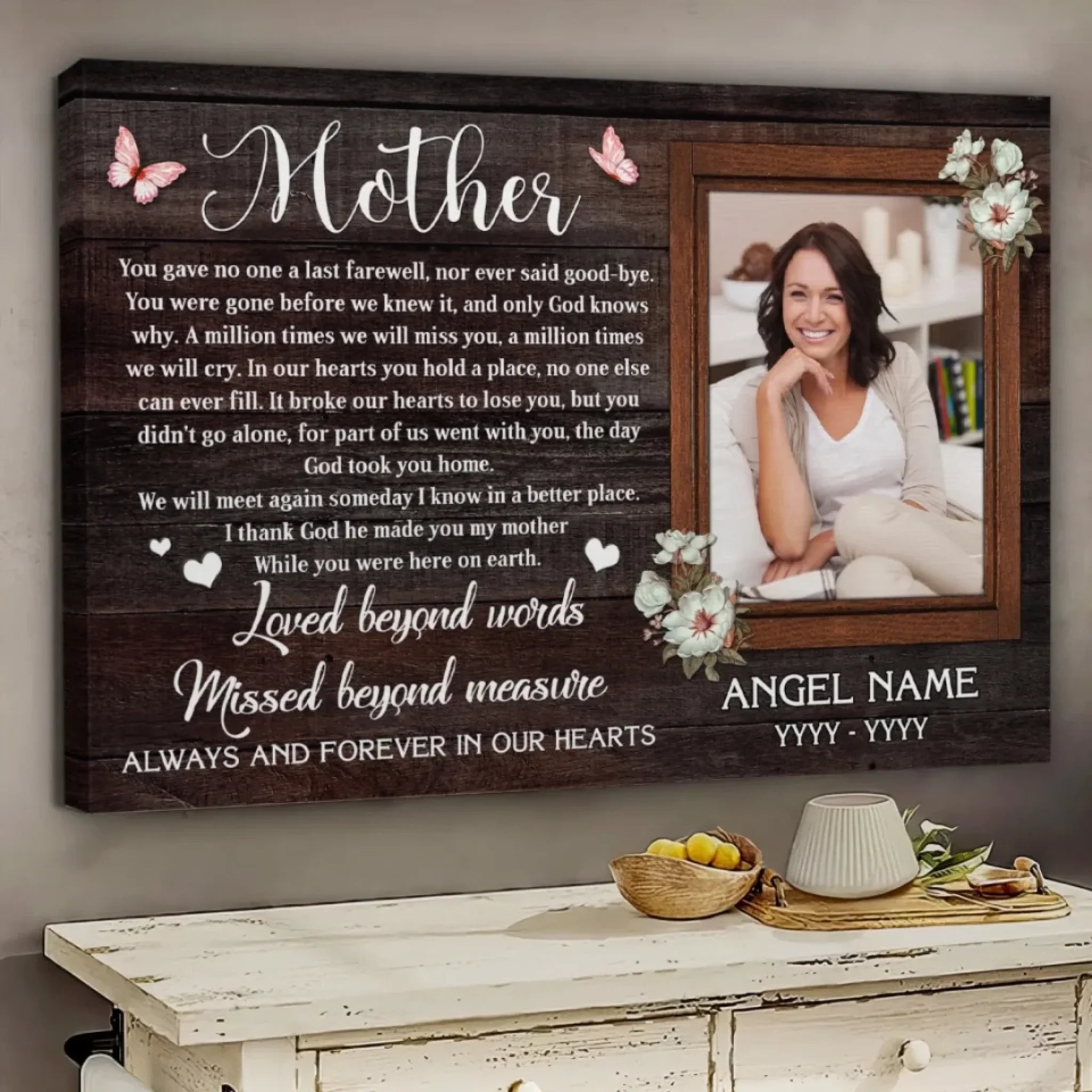 Personalized Canvas Prints, Custom Photo Sympathy Gifts, Bereavement Gifts, Remembrance Gifts, Loss Of Mother, God Took You Home Dem Canvas