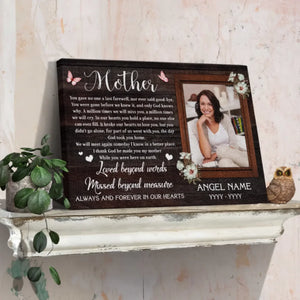 Personalized Canvas Prints, Custom Photo Sympathy Gifts, Bereavement Gifts, Remembrance Gifts, Loss Of Mother, God Took You Home Dem Canvas