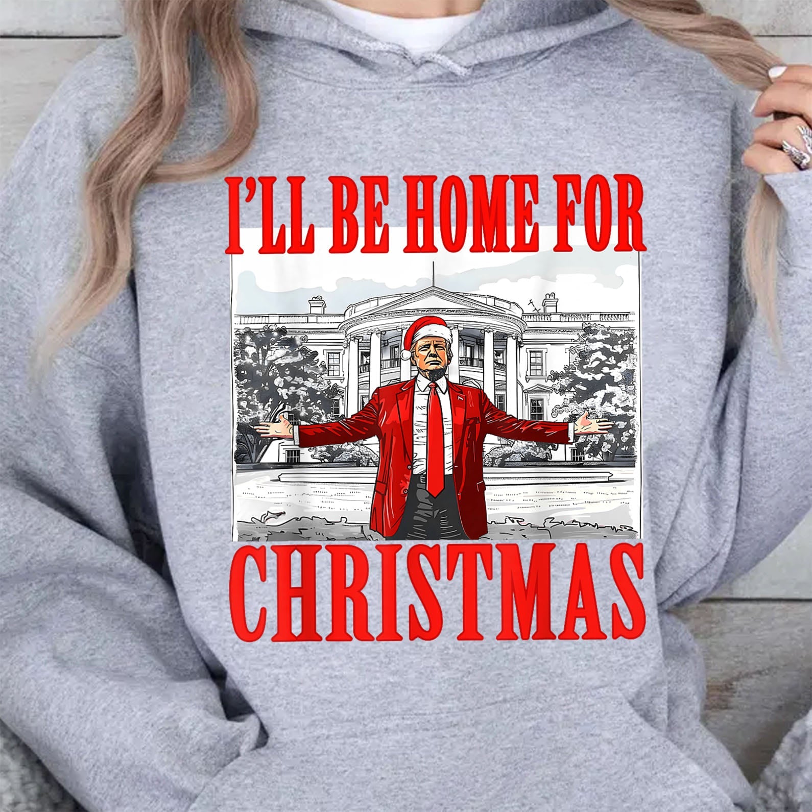 I'll Be Home For Christmas, Christmas Trump 47th President Sweatshirt Bright T1726 - GOP