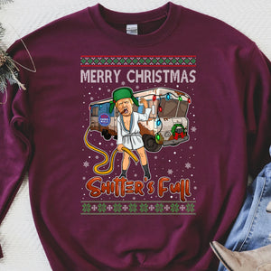 Trump 2024 Merry Christmas Shitter’s Full, Funny Trump Christmas Shirt, Trump 47th President Sweatshirt Dark T1757 - GOP