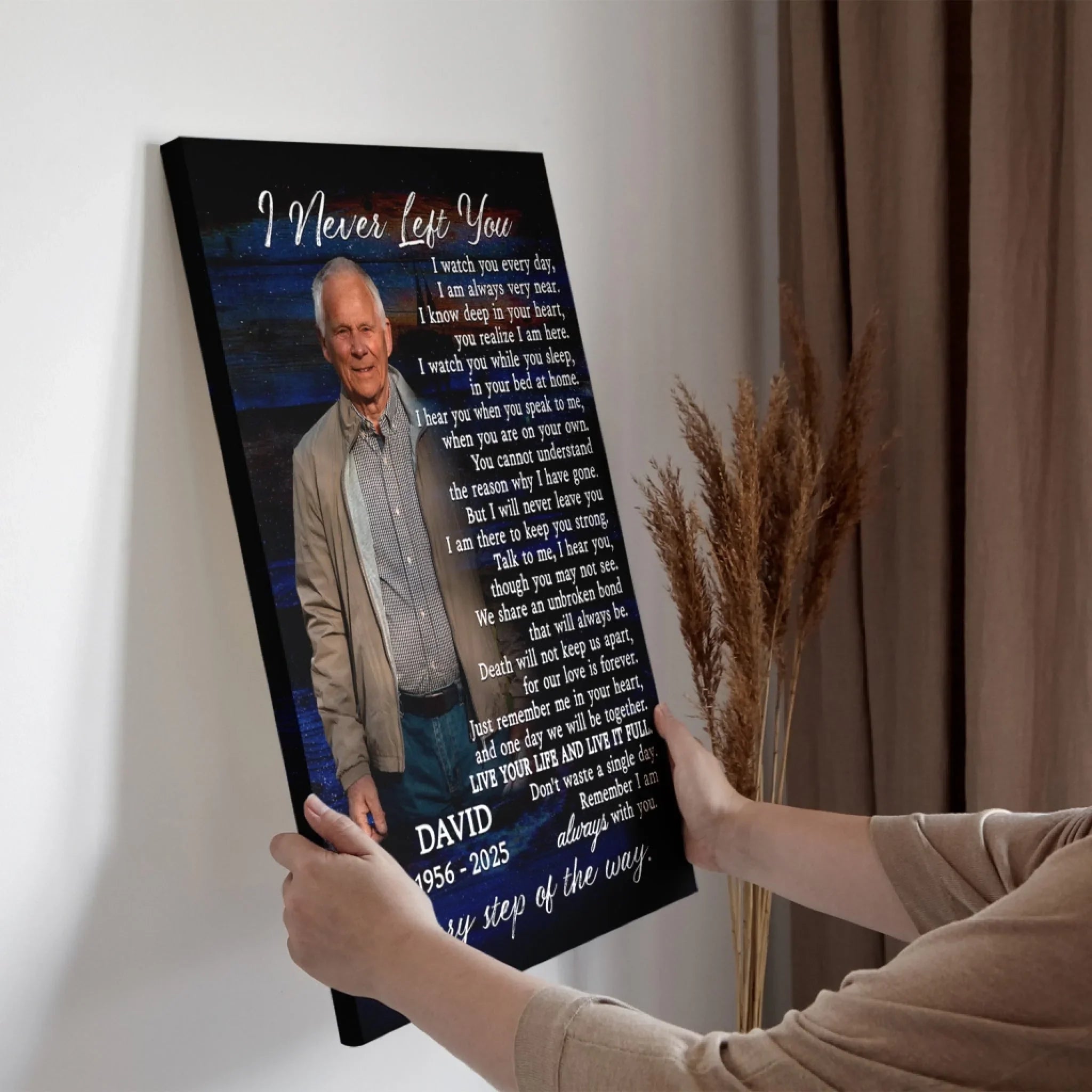 Memorial Personalized Canvas Prints - Custom Photo & Text - 5 Sizes - Memorial Gifts, I Never Left You - Dem Canvas