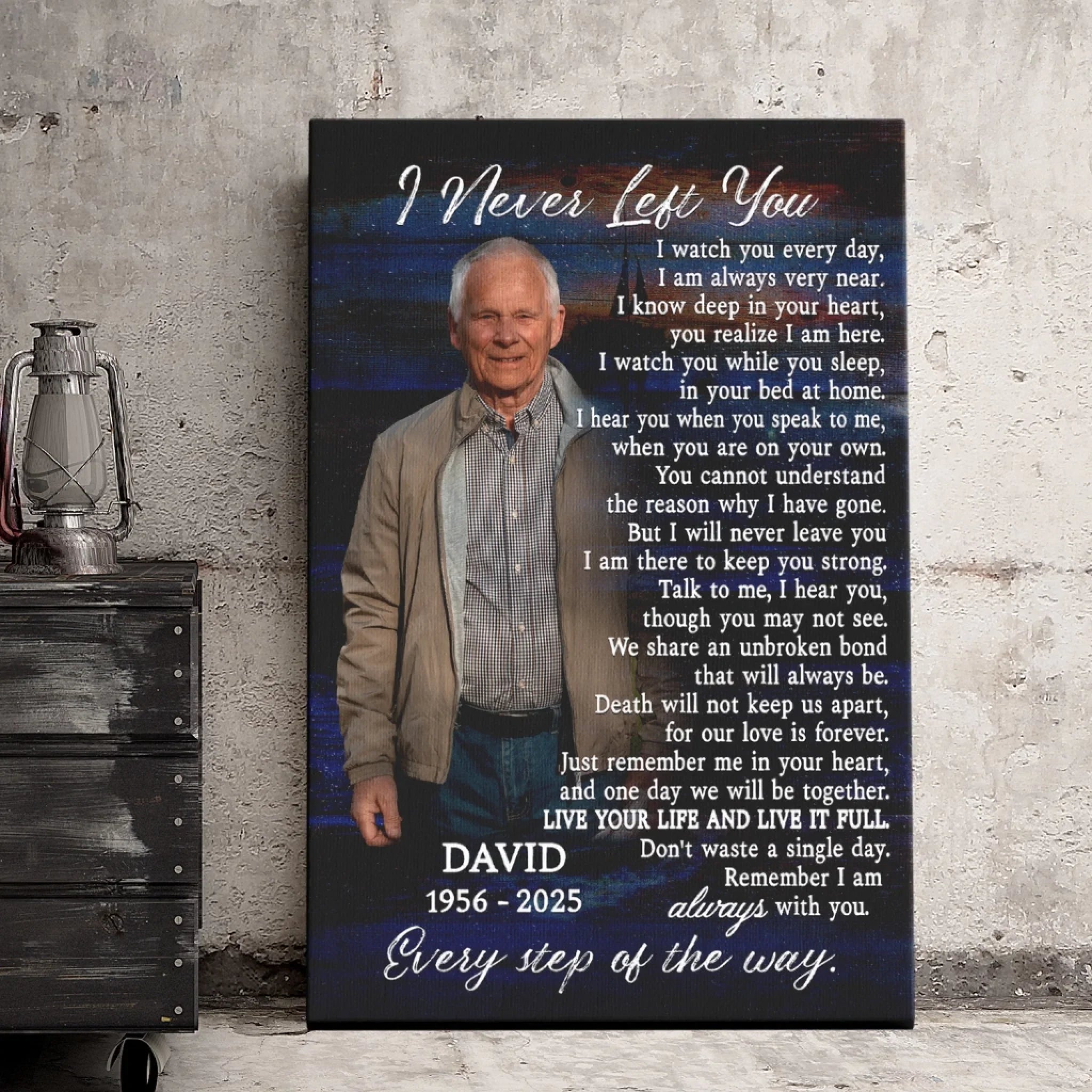 Memorial Personalized Canvas Prints - Custom Photo & Text - 5 Sizes - Memorial Gifts, I Never Left You - Dem Canvas