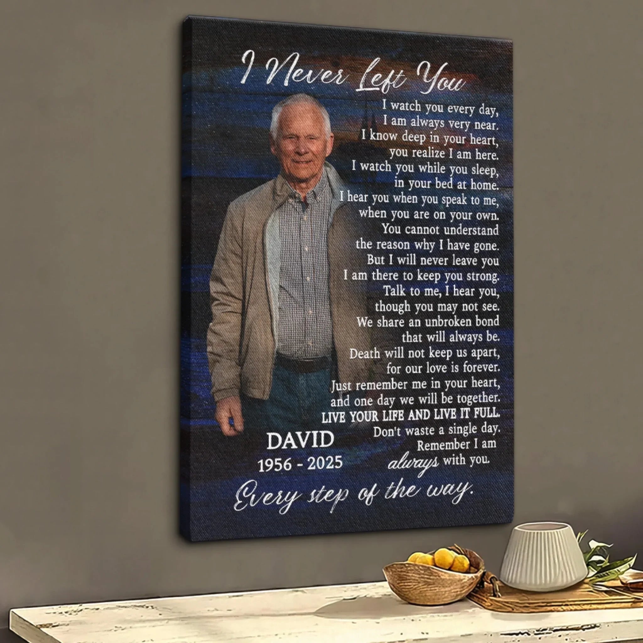 Memorial Personalized Canvas Prints - Custom Photo & Text - 5 Sizes - Memorial Gifts, I Never Left You - Dem Canvas