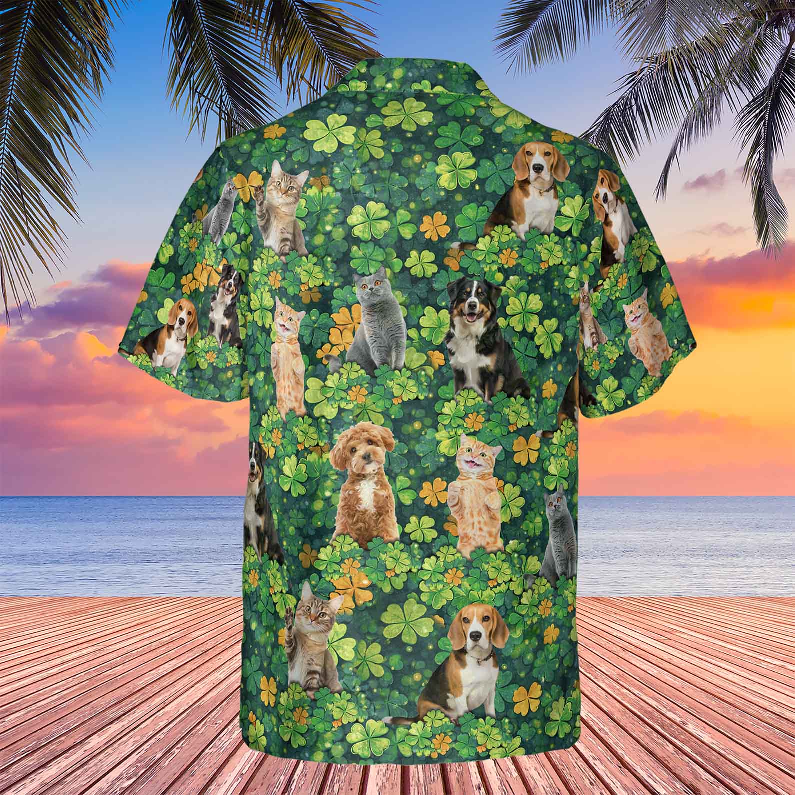 Custom Photo St. Patrick’s Day Clovers Hawaiian Shirt | Personalized Shamrock AOP Hawaiian Shirt 684313