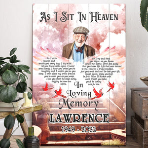 Personalized Canvas Prints, Custom Photo, Sympathy Gifts, Memorial Gifts, Cardinal Wings,Loss Mom, Loss Dad, As I Sit In Heaven Dem Canvas