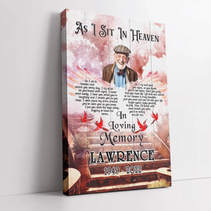 Personalized Canvas Prints, Custom Photo, Sympathy Gifts, Memorial Gifts, Cardinal Wings,Loss Mom, Loss Dad, As I Sit In Heaven Dem Canvas