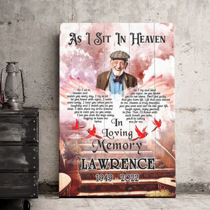 Personalized Canvas Prints, Custom Photo, Sympathy Gifts, Memorial Gifts, Cardinal Wings,Loss Mom, Loss Dad, As I Sit In Heaven Dem Canvas