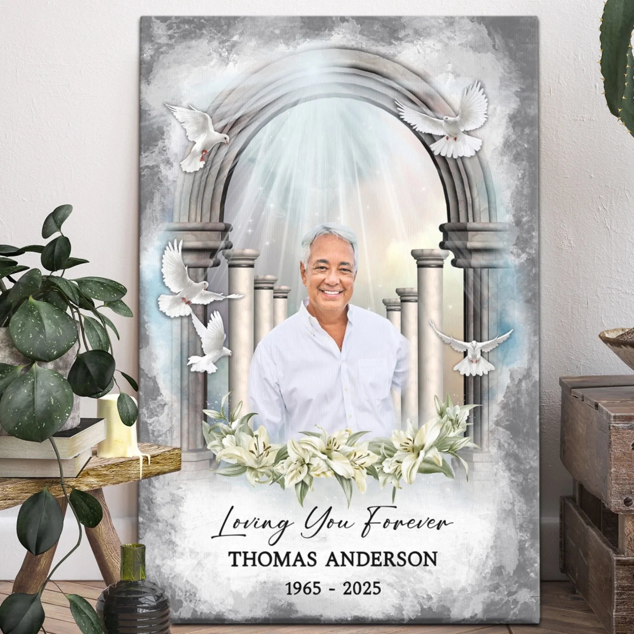 Memorial Personalized Canvas Prints - Custom Photo & Text - 5 Sizes - Sympathy Gifts, Loss Of Loved One, Loving You Forever - Dem Canvas