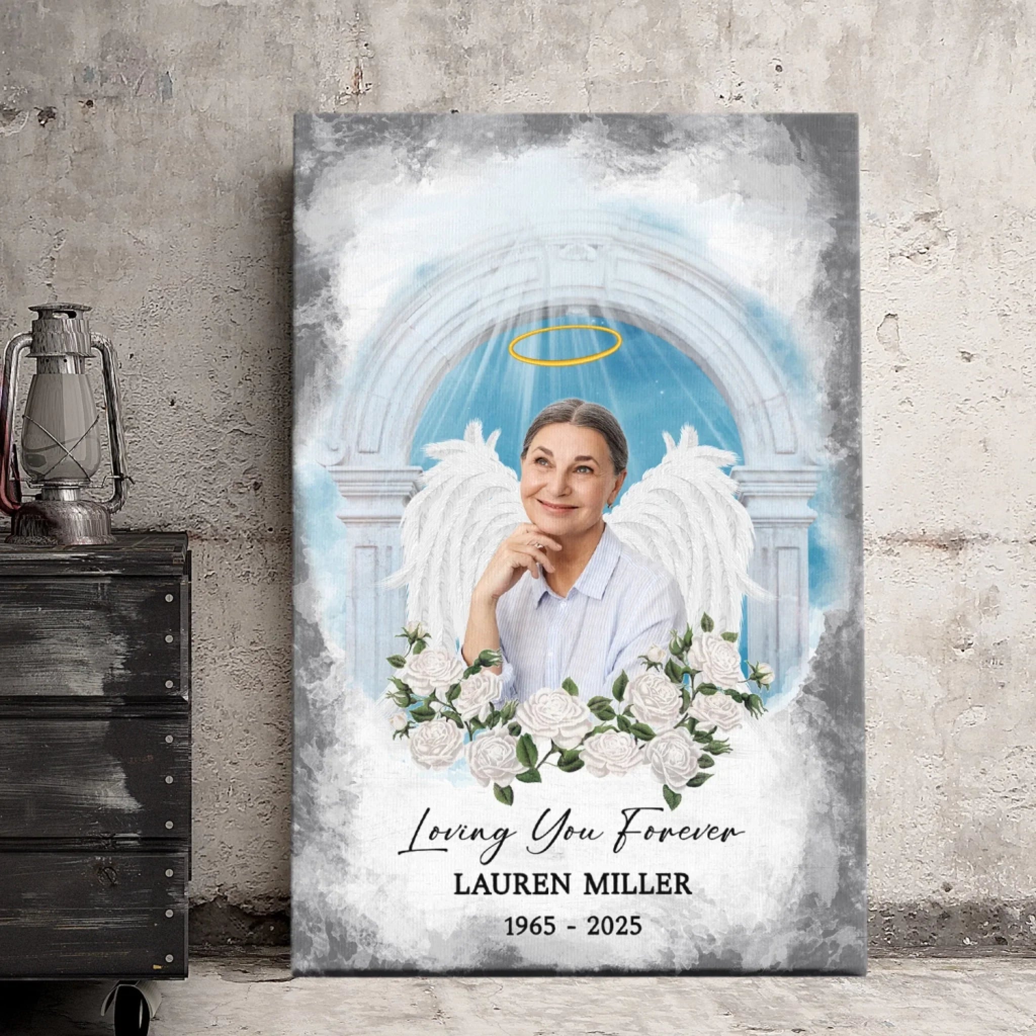 Memorial Personalized Canvas Prints - Custom Photo & Text - 5 Sizes - Sympathy Gifts, Loss Of Loved One, Loving You Forever - Dem Canvas